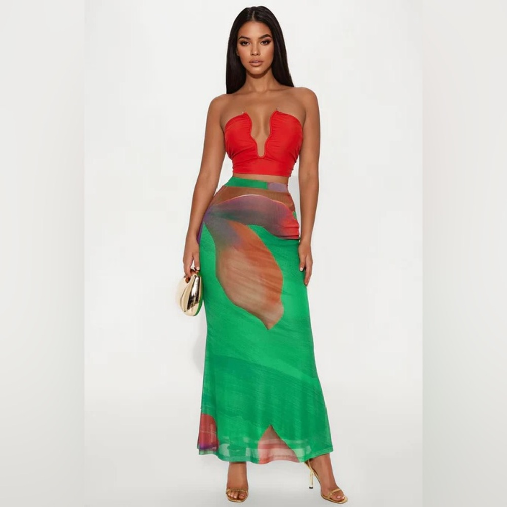 Floral Mesh Maxi Skirt